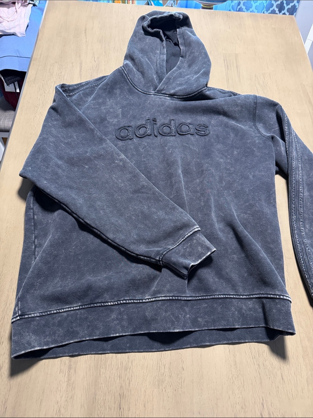 adidas Washed Charcoal Gray Hooded Sweatshirt